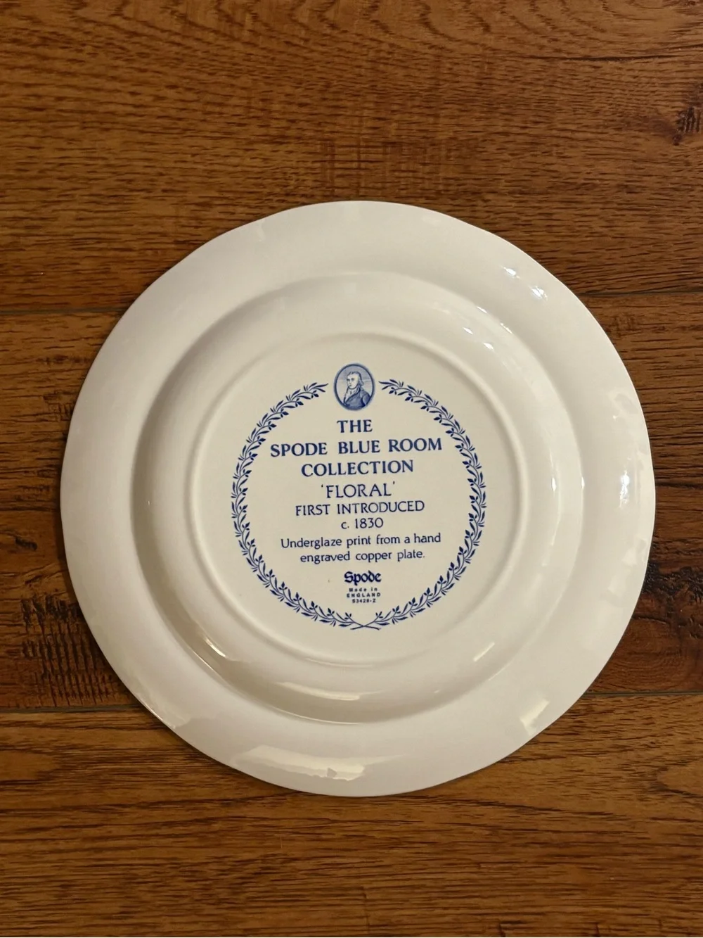 Spode Blue Room Floral Transferware Dinner Plate England 10.5”